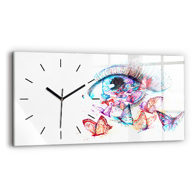 Horloge horizontale en verre Papillons aux yeux colorés