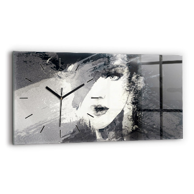 Horloge murale horizontale Femme - aquarelle