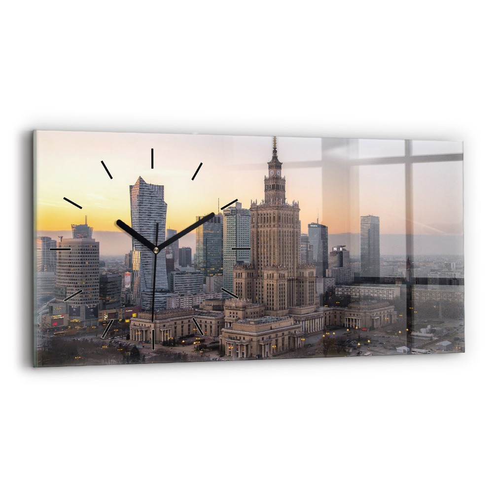 Horloge horizontale en verre Panorama de Varsovie