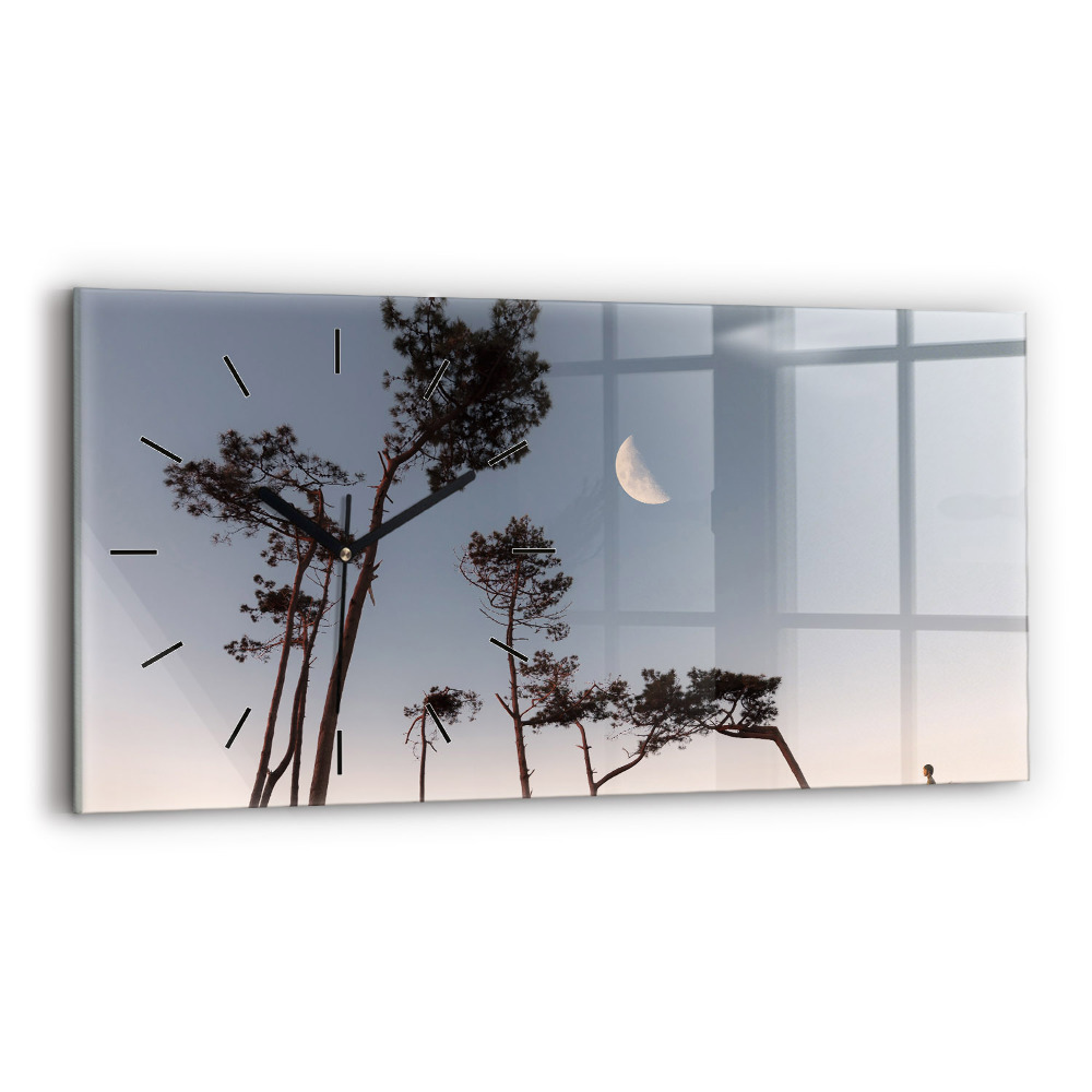 Horloge murale horizontale Croissant et arbres