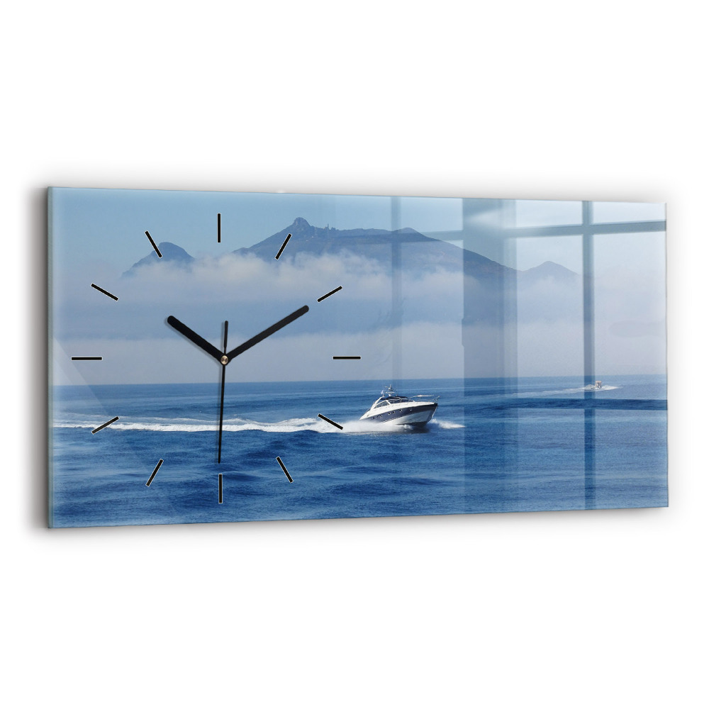 Horloge horizontale en verre Bateau flottant sur l'océan