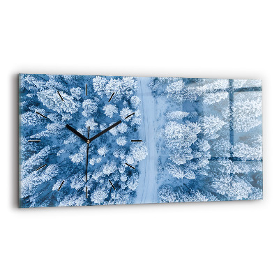 Horloge murale horizontale Forêt vue d'oiseau Drone