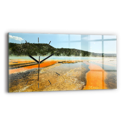 Horloge horizontale en verre Lac avec montagnes