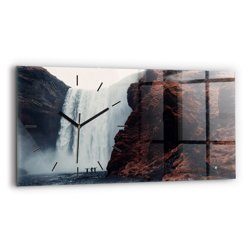 Horloge horizontale en verre Chute d'eau en Islande