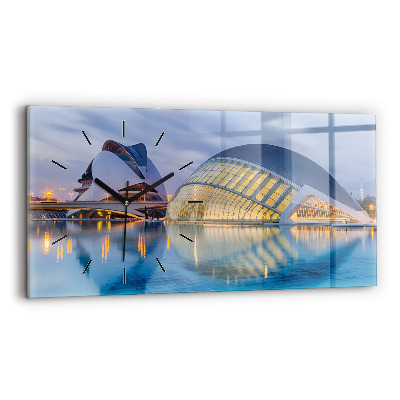 Horloge rectangulaire horizontale Coucher de soleil en ville