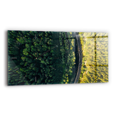 Horloge horizontale en verre Forêt vue d'un oiseau