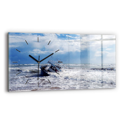Horloge horizontale en verre Bateau coulé