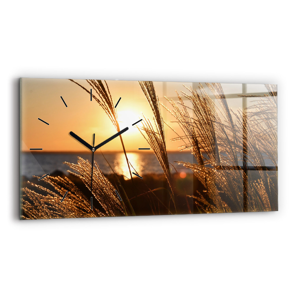Horloge rectangulaire horizontale Blé à l'heure dorée