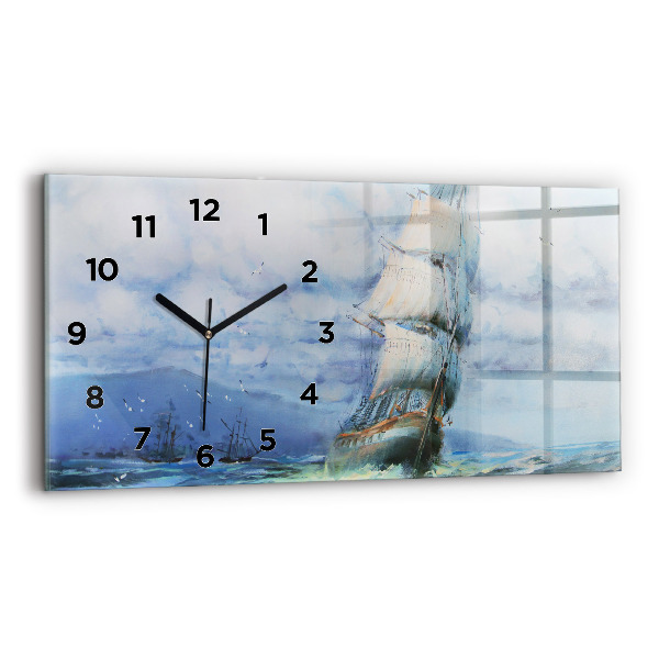 Horloge horizontale en verre Bateau sur l'eau