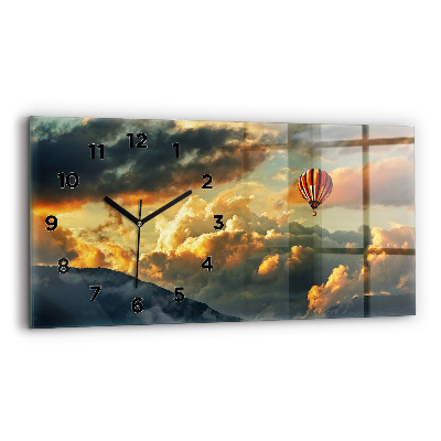 Horloge murale horizontale Vol en ballon dans les nuages