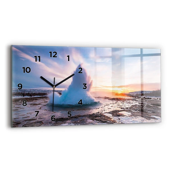 Horloge horizontale en verre Geyser sur l'île d'Islande