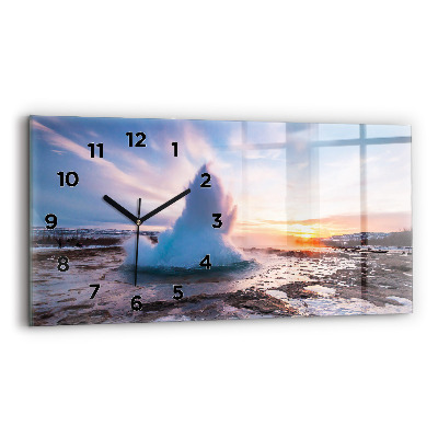 Horloge horizontale en verre Geyser sur l'île d'Islande