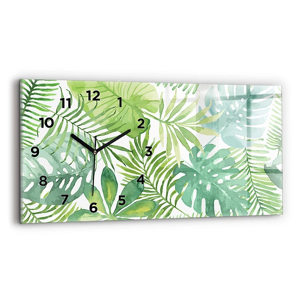 Horloge murale horizontale Feuilles vertes