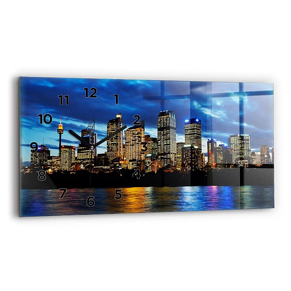 Horloge rectangulaire horizontale Sydney le soir