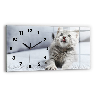 Horloge rectangulaire horizontale Chat sur un canapé