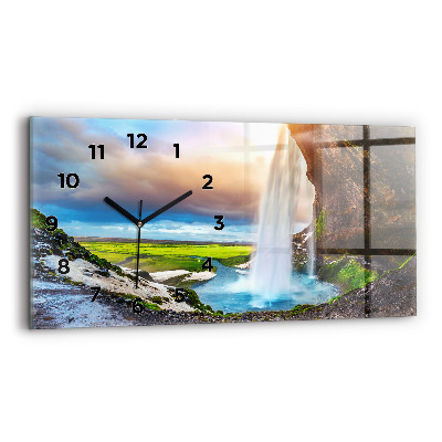 Horloge murale horizontale Chute d'eau en Islande