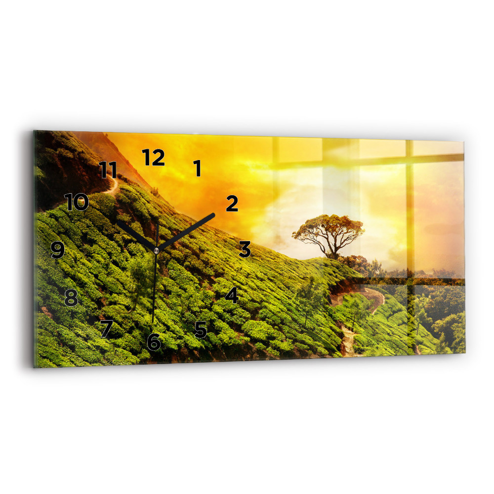 Horloge horizontale en verre Colline de thé