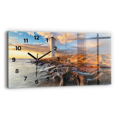 Horloge rectangulaire horizontale Phare et mer Baltique