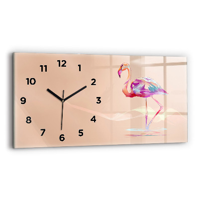 Horloge murale horizontale Illustration d'un flamant rose