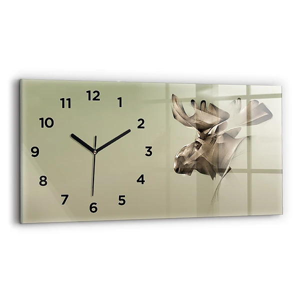 Horloge horizontale en verre Graphique d'un élan
