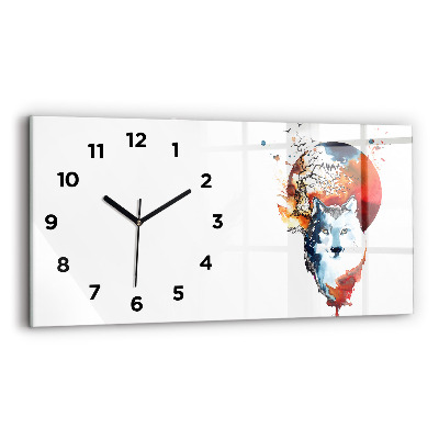 Horloge rectangulaire horizontale Loup-garou Pleine lune et Luna
