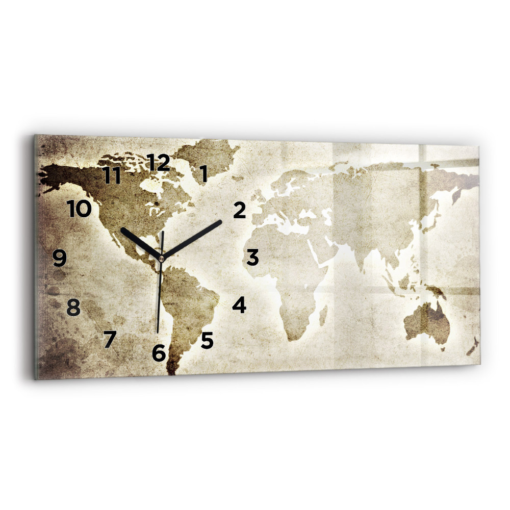 Horloge horizontale en verre Carte du monde