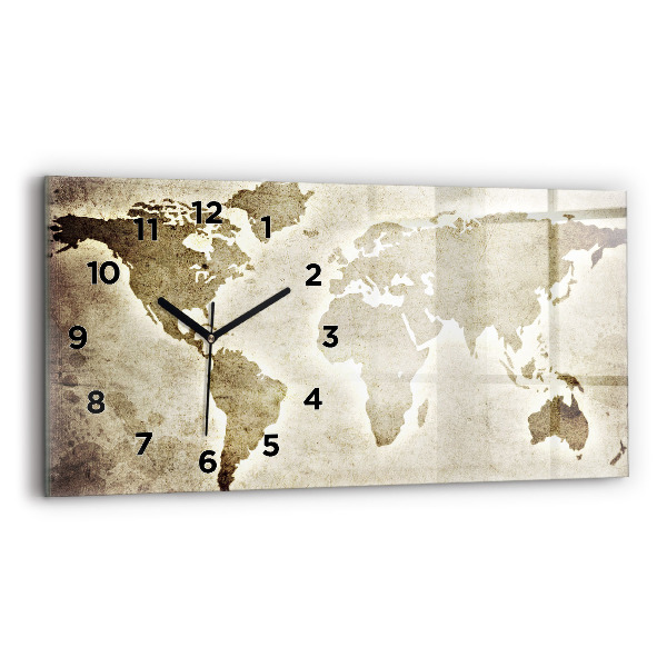 Horloge horizontale en verre Carte du monde