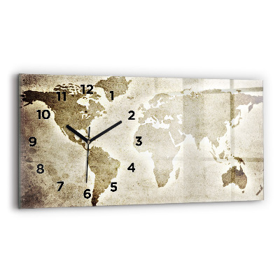 Horloge horizontale en verre Carte du monde