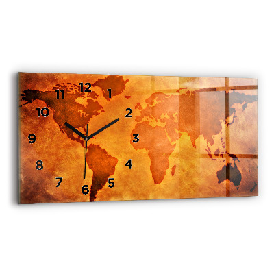 Horloge rectangulaire horizontale Grande carte du monde