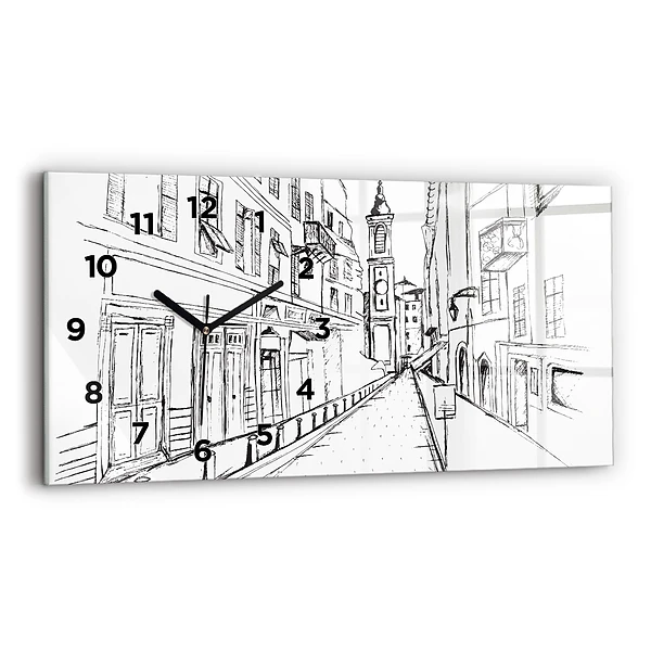 Horloge murale horizontale Dessin de ville Provence