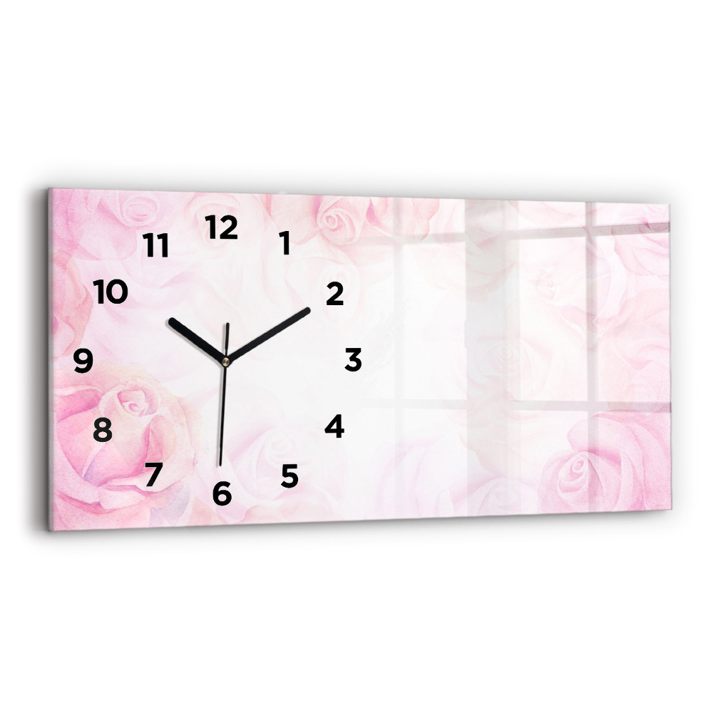Horloge murale horizontale Roses abstraites