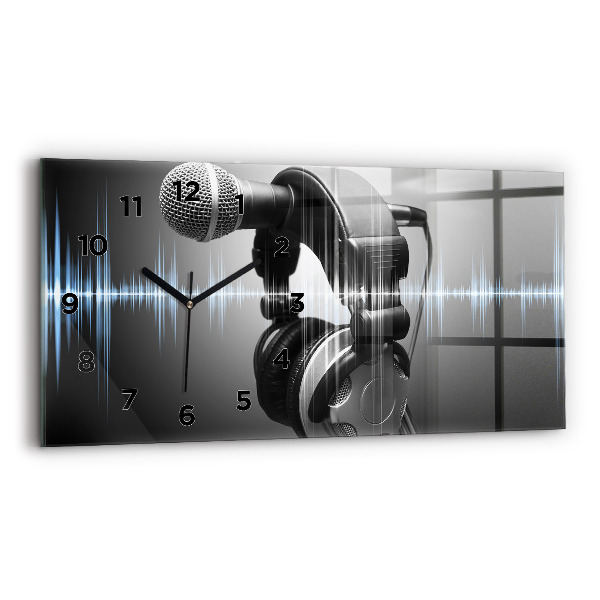 Horloge murale horizontale Microphone et écouteurs