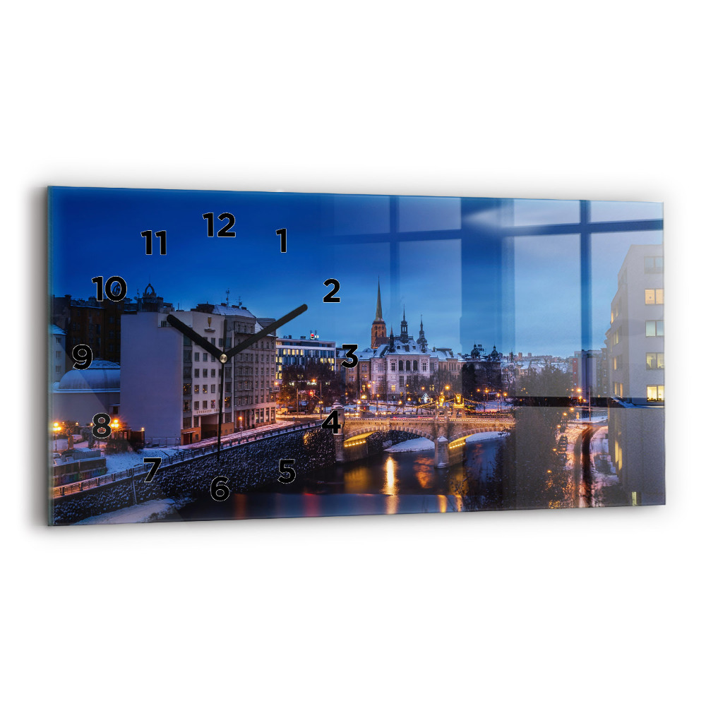Horloge horizontale en verre Panorama de Pilsen