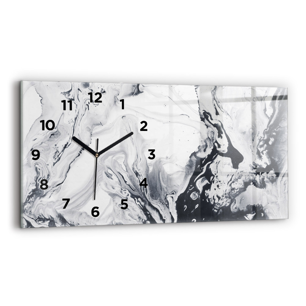 Horloge horizontale en verre Marbre abstrait à l'encre