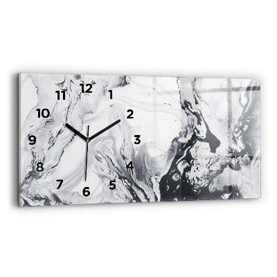Horloge horizontale en verre Marbre abstrait à l'encre