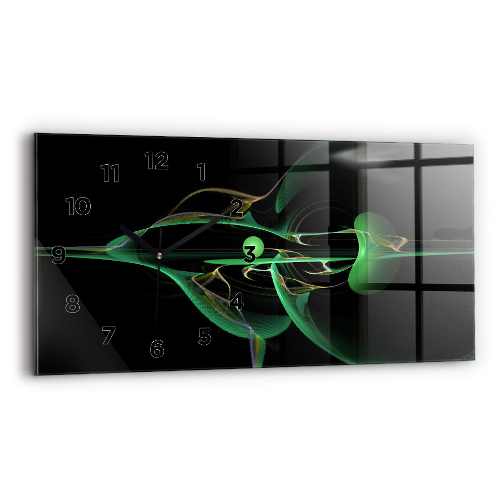 Horloge horizontale en verre Abstraction verte