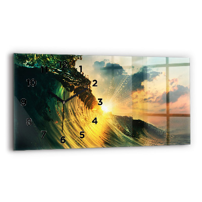 Horloge rectangulaire horizontale Perspective de vague Coucher de soleil