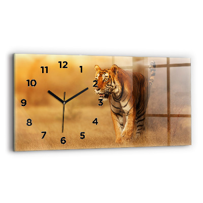 Horloge horizontale en verre Chasse au tigre