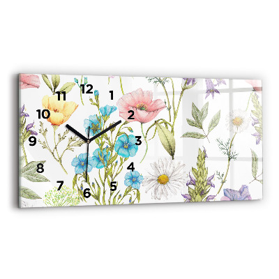 Horloge horizontale en verre Composition de fleurs