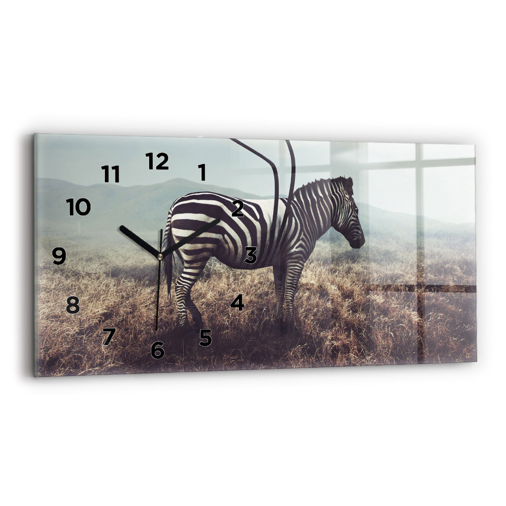 Horloge horizontale en verre Zèbre - Abstraction