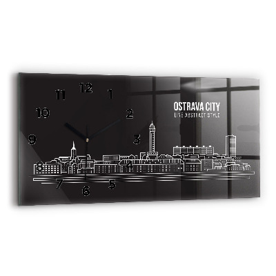 Horloge rectangulaire horizontale Dessin de la ville d'Ostrava