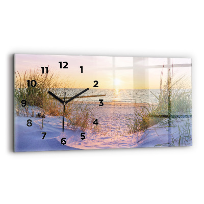 Horloge horizontale en verre Coucher de soleil sur la mer en Pologne