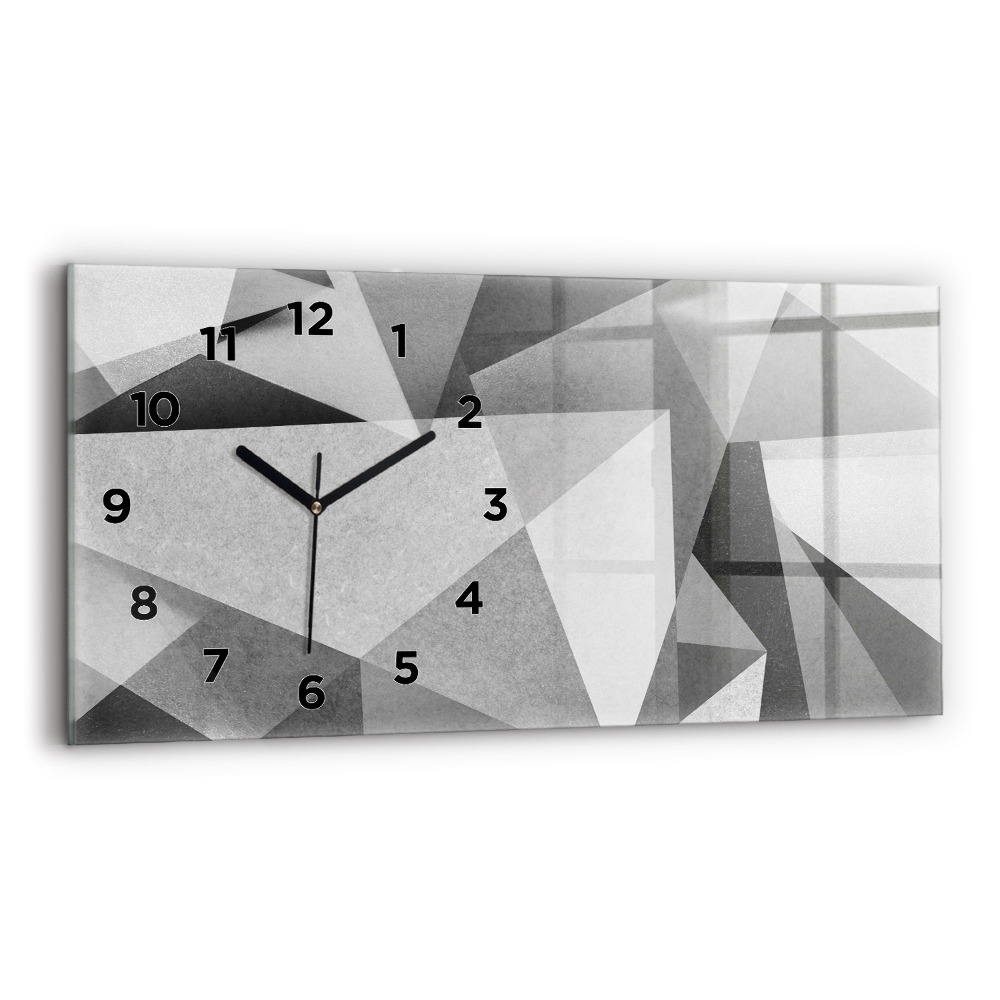 Horloge murale horizontale Abstraction géométrique grise