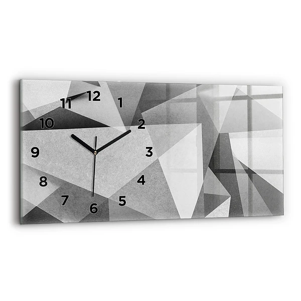 Horloge murale horizontale Abstraction géométrique grise