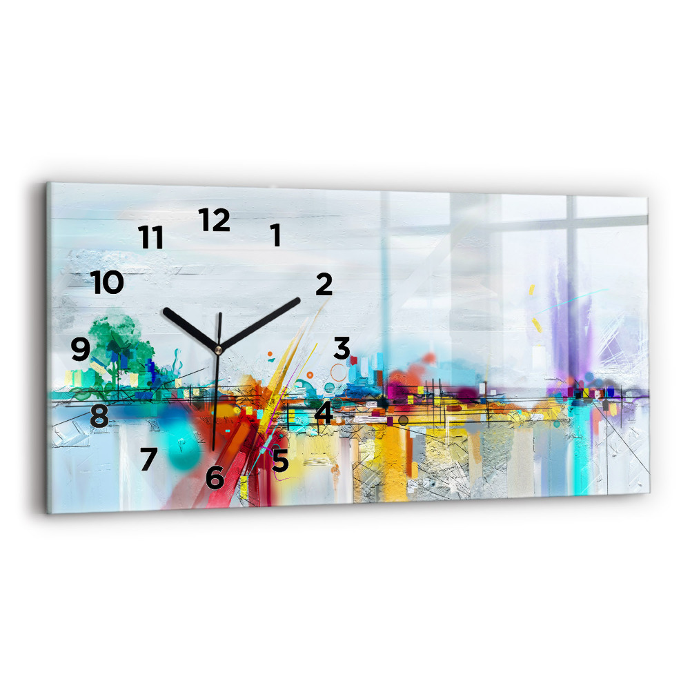 Horloge murale horizontale Paysage abstrait à l'huile