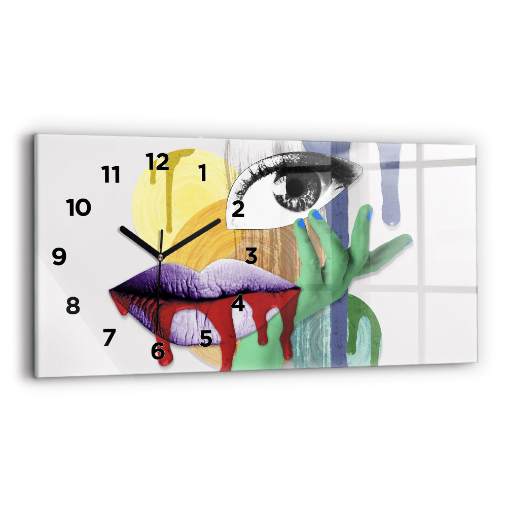 Horloge murale horizontale Collage surréaliste