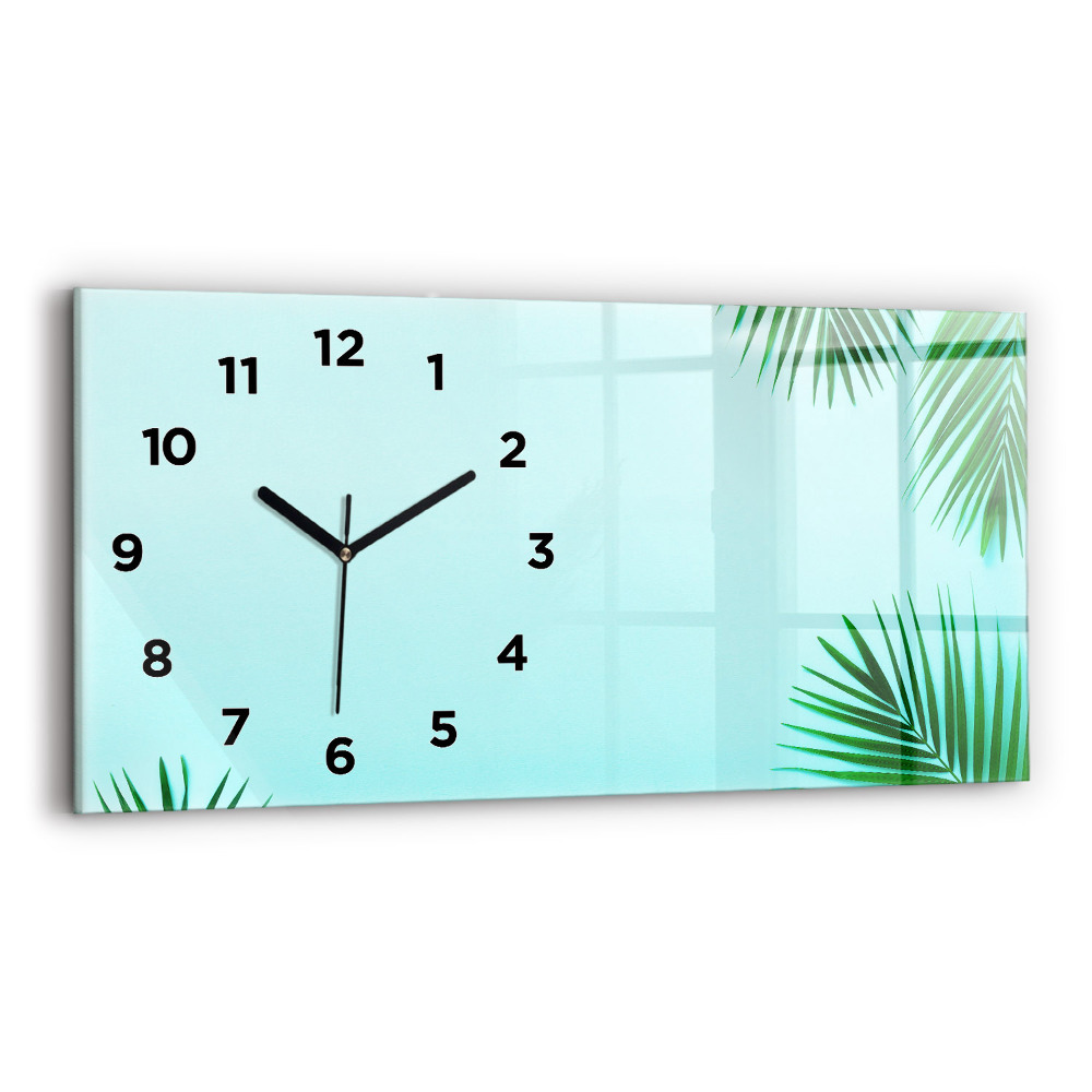 Horloge horizontale en verre Feuilles de palmier