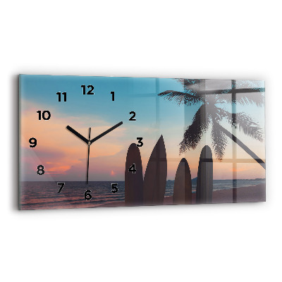 Horloge murale horizontale Surf sur la plage