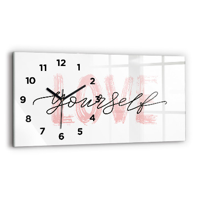 Horloge horizontale en verre Inscription aimez-vous