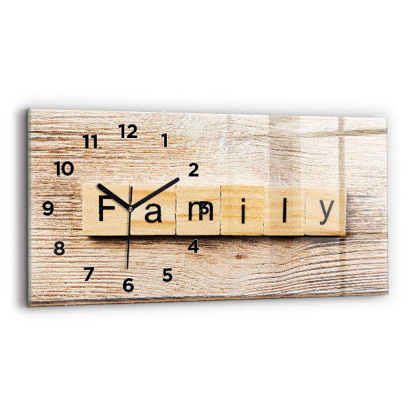 Horloge horizontale en verre Inscription familiale